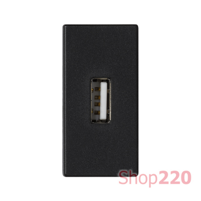 Розетка USB для передачи данных, 1 модуль, черный, К45 Simon K128B/14