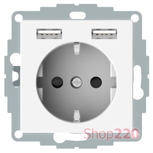 Розетка электрическая с USB, полярно-белый, Merten MTN2366-0319 - фото 90761