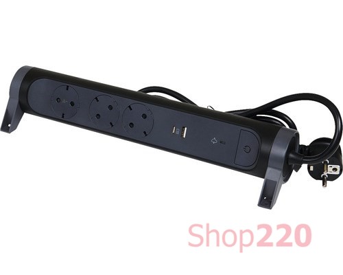 Удлинитель на 3 розетки 16 А с USB A+C, с УЗИП, кабель 1,5 м, черный, премиум 694512 Legrand - фото 90805