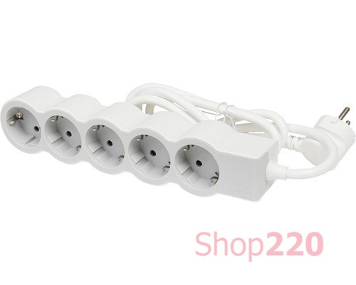 Удлинитель на 5 розеток, 16 А, кабель 1,5 м, белый/серый, стандарт 694555 Legrand - фото 90928