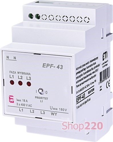 Реле автоматического выбора фаз, EPF-43 ETI 2470280 - фото 92637