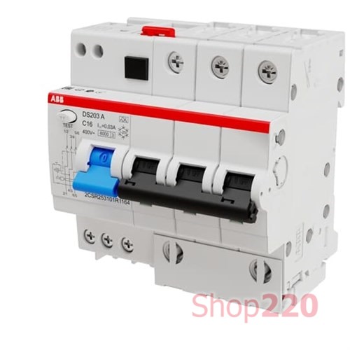 Трехфазный дифавтомат 32А, 30 мА купить в Киеве, DS203 A-C32/0,03 ABB ...