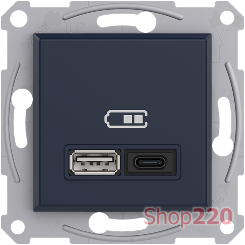 USB розетка тип А+С 3А 45Вт, антрацит, EPH2700471 Schneider Electric Asfora - фото 97651