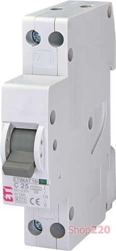 Автоматический выключатель 32А, 1p+N (1 модуль), тип C, ETIMAT 1N Eti