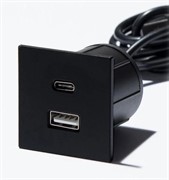 Розетка USB тип А+С в стол и мебель, черный, Versapick ASA 060.29Z.00045