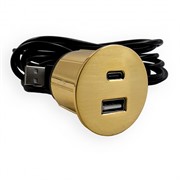Розетка USB тип А+С в мебель, золото, Versapick ASA