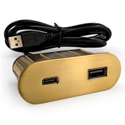 Розетка USB тип А+С в стол/мебель, золото, Versapick ASA