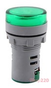 Лампа светосигнальная с индикатором напряжения O22мм АС зеленая, e.ad22.i.12-500.green Enext