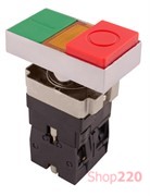 Кнопка двойная квадратная с подсветкой (выпуклая красная) 1NO+1NC, e.mb.bw8465 Enext