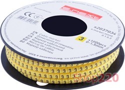 Маркер кабельный 0-1,5 кв.мм, 3, 1000 шт, e.marker.stand.0.1.5.3 Enext