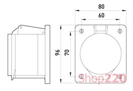 Силовая встраиваемая розетка 5п., 380В, 32А, e.socket.pro.5.32.wall Enext