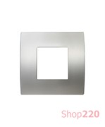 Декоративная рамка металлическая цвет серебро серия PURE 2 модуля OP20MS