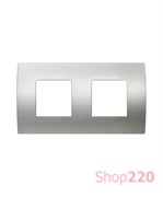 Декоративная рамка металлическая цвет серебро серебро PURE немецкий стандарт 2х2 модуля OP24MS