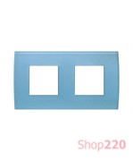 Декоративная рамка стеклянная цвет голубой лед серия PURE немецкий стандарт 2х2 модуля OP24GB
