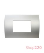 Декоративная рамка металлический цвет сатинированное серебро серия PURE итальянский стандарт 3 модуля OP30MS