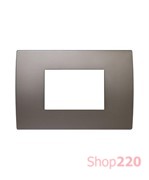 Декоративная рамка металлический цвет сатинированный никель серия PURE итальянский стандарт 3 модуля OP30MN