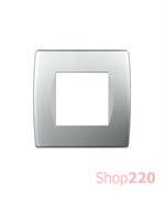 Декоративная рамка пластиковая цвет серебряный металлик серия Soft 2 модуля OS20ES