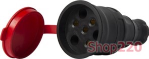 Силовая розетка переносная с защитной каучуковой крышкой 4п., 25А, e.socket.rubber.031.25 Enext