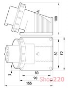 Силовая вилка стационарная 3Р+N+Z, 400В, 32А, IP67, Tarel