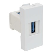 Розетка USB для передачи данных; 45х22,5х36 мм; PC-ABS, белый; Серия Quadro;