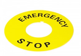 Табличка маркировочная EMERGENCY STOP желтая круглая для кнопок XB2