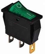 Переключатель 1-клавишный зеленый с подсветкой KCD3-101N GR/B 220V