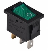 Переключатель 1-клавишный зеленый с подсветкой KCD1-2-101N GR/B 220V