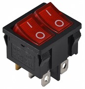 Переключатель 2-клавишный красный с подсветкой KCD1-6-2101N R/B 220V