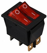 Переключатель 2-клавишный красный с подсветкой KCD2-2101N R/B 220V