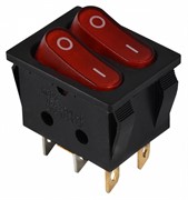 Переключатель 2-клавишный красный с подсветкой KCD2-5-2101N R/B 220V