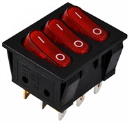 Переключатель 3-клавишный красный с подсветкой KCD2-3101N R/B 220V