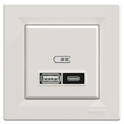 USB розетка тип А+С, 21 Вт, кремовый, EPH2700523 Schneider Electric Asfora