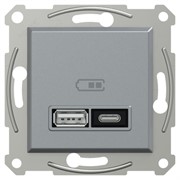 USB розетка тип А+С, 21 Вт, сталь, EPH2700562 Schneider Electric Asfora