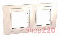 РАМКА 2 ПОСТА, СЛОНОВАЯ КОСТЬ, UNICA MGU6.004.25 SCHNEIDER