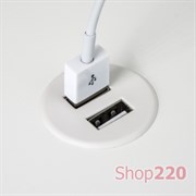 Врезная USB розетка, белый, Powerdot Micro Kondator