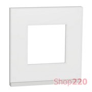 Рамка 1-постовая, горизонтальная, матовое стекло / белый, Unica New Schneider NU600289