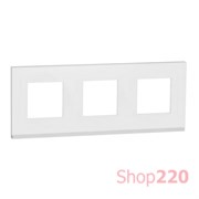 Рамка 3-постовая, горизонтальная, матовое стекло / белый, Unica New Schneider NU600689