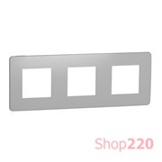 Рамка 3-постовая, хром / белый, Unica New Schneider NU280655