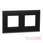 Рамка 2-постовая, горизонтальная, черное стекло / антрацит, Unica New Schneider NU600486