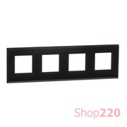 Рамка 4-постовая, горизонтальная, черное стекло / антрацит, Unica New Schneider NU600886