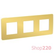 Рамка 3-постовая, золото / белый, Unica New Schneider NU280659