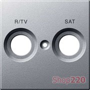 Накладка телевизионной двойной розетки TV/R+SAT, алюминий, Merten MTN299260