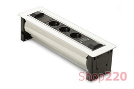Вращающийся блок розеток 3х220В + USB, белое стекло, Versaturn ASA 060.24F.00001