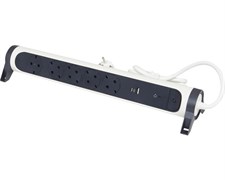 Удлинитель на 5 розеток 16 А с USB A+C, с УЗИП, кабель 1,5 м, белый/черный, премиум 694510 Legrand