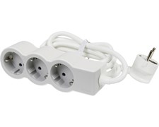 Удлинитель на 3 розетки, 16 А, кабель 1,5 м, белый/серый, стандарт 694549 Legrand