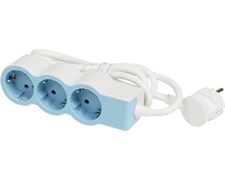 Удлинитель на 3 розетки, 16 А, кабель 1,5 м, белый/синий, стандарт 694551 Legrand