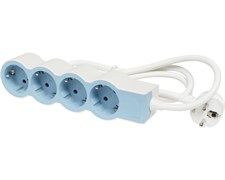 Удлинитель на 4 розетки, 16 А, кабель 1,5 м, белый/синий, стандарт 694554 Legrand