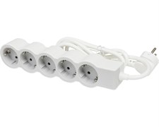Удлинитель на 5 розеток, 16 А, кабель 1,5 м, белый/серый, стандарт 694555 Legrand