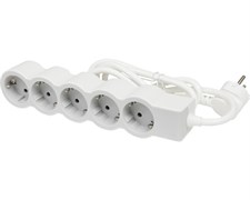 Удлинитель на 5 розеток, 16 А, кабель 3 м, белый/серый, стандарт 694563 Legrand