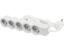 Удлинитель на 5 розеток, 16 А, кабель 5 м, белый/серый, стандарт 694571 Legrand